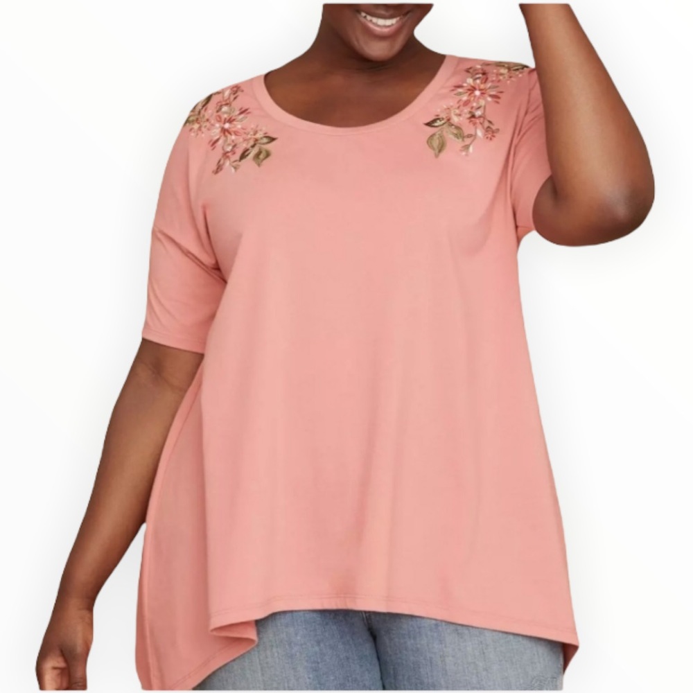 New! NWOT Lane Bryant Floral Embroidered Handkerchief Top Size 22/24